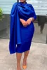 Robes décontractées Élégante couleur unie froncée robe crayon à volants manches cape moulante fête une ligne midi