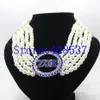 Choker Greece Greek Sorority Zeta Phi Beta Symbol Royal Blue White Crystal Pearl Jewelry多層ネックレス270y