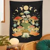 Tapestries Mushroom Frog Tapestry Wall Hanging Moon Phase Mystic Witchy Goblincore Aesthetic Bedroom Living Room Carpet Home Decor