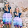 Vestidos de menina dxton meninas verão manga alargamento vestidos crianças unicórnio impressão vestido dos desenhos animados festa de aniversário viagem tutu para 3-12 anos