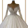 Aplikacje z koralikami Suknie ślubne długie rękawy Suknia Sweetheart koronka w górę Princess Illusion Applique Bridal Suknie Szata Mariage 2024 Suknia balowa Vestido de novia 403