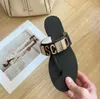 6009 Designer Dames Slippers Slippers Hardware Engels Decoratieve Visgraat Slides Mode Vrouwen Sandalen Zomer Platte Schoenen