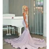 Sparkly Light Purple Mermaid Prom Dress For Black Girls Crystal Beads Rhinestones Graduation Party Gowns Formal Evening Dresses