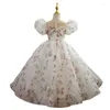 Robes de fille de luxe robe de fête d'anniversaire pour les filles de fleurs de mariage demoiselle d'honneur baptême longues robes de soirée enfants Pageant fée enfants