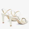 完璧なブランドMeira Women Sandals Shoes with Crystal-Embellished Strap High Heels Dress Wedding Lady Gladiator Sandalias Discount WalkingEU35-43