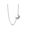 Colgantes Collar de plata 925 para mujer, cadena con tachuelas, fabricación de joyas, colgante en forma de Luna en forma de U, collar de perlas versátil DIY, regalo