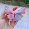 Akcesoria do włosów 1PC Księżniczka Rainbow Fabric Butterfly Dziewczęta do włosów Dzieci Nekury Hair Clips Barrettes