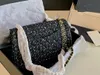 CF 25 Luxury Women Designer Shoulder Bag Tweed Classic Flap Ladies Crossbody Fashion Leather Chain Wearing Handbag