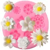 Bakning mögel blommor silikon mögel rose daisy plumeria cupcake topper fondant tårta dekorera verktyg godis lera choklad gumpaste