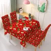 Table Cloth 140/180/210cmChristmas Tablecloth Chair Cover Set Christmas Decorations Inches Santa Oil-Proof And Waterproof