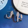 Dangle Earrings Colorful Chinese Style Shining Rhinestone Dragon Shaped For Women Girls Golden Silver Color Delicate Metal