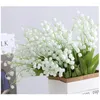 Fleurs décoratives blanc muguet artificiel le bouquet avec 3 verts pour la maison bureau fête de mariage décor Flore