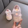 AINYFU Childrens Sequined Leather Shoes Girls Princess Rhinestone Bowknot Single Shoes Fashion Baby Kids Wedding Shoes 240131