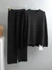 Dwuczęściowe spodnie damskie Ezskj 2 sztuki Zestaw Sweter Kobiety z dzianiny golf luźne spodnie eleganckie marchewki pullover