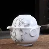 Service à thé en céramique comprenant 1 théière 1 tasse, Gaiwan élégante, belle et facile, bouilloire en porcelaine bleue et blanche, préférence 257z