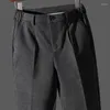 Pantaloni da uomo uomo lana tinta unita tinta unita Casual semplice abito elastico in vita pantaloni spessi 2024 autunno inverno