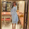 Party Dresses Eightree Sky Blue Elegant Prom Dress Satin O Neck Long Sleeves Mermaid Evening Vestido de Noche Abendkleider Dubai 2024