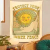 Tapestries Tarot Sun Cat Tapestry Wall Hanging Inner Peace Retro Hippie Bohemia Moon Divination Rainbow Star Bedside Home Dorm Decor