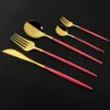 Dinner 20Pcs Cutlery Stainless Steel Tableware Cake Fork LNIFE Set Dinnerware Home Flatware Modern Gold Mirror Cutlery Set1290D