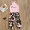 Clothing Sets 1-6Y Kids Girls Summer Clothes Set Baby Letter Print Sleeveless Tops Vest Camouflage Loose Pants Children Fashion Outfits