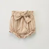 ショーツ0-5歳夏の女の赤ちゃんブルマー綿格子縞の弓幼児の子供おむつカバーファッション幼児服パンティー