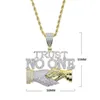 Ожерелья с подвесками Iced Out Bling Letters Trust No One, двухцветный цвет CZ, циркон, колье для рук, мужские и женские украшения в стиле хип-хоп, 235T