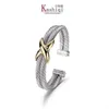Armband Dy Double ed Wire Cross Damesmode Trend Geplatineerd Kleur Hennep x Armband Ring Opening Jewelry311C