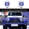 Dla Jeep Wranglera LED reflektora 07-17 Lampa przednia Zespół światła głowicy wysokiej wiązki Anioł Projektora wzrokowego soczewki Daytime Light Light Sygnał skrętu