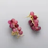 High Quality 925 Silver Needle Purple Grape Crystal Stud Earrings For Women Girls Fashion Fruits Shape Earring Jewelry 240123