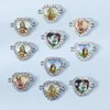 Charms YEYULIN 10pcs Religion Oval Heart Crystal Pendants Charm Christian Religious Virgin For Women Men DIY Jewelry Accessories