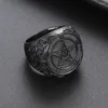 Bagues de cluster Valily Mens Bague en acier inoxydable Baphomet Chèvre Pentagramme Satanique Léviathan Croix Gothique Sorcière Bijoux Pour Homme