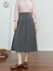 Skirts DUSHU Gentle Wind Versatile High-waist Skirt For Women 2024 Autumn Product Wide-brimmed Simple Style Pleated Female