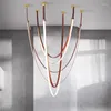 Lampes suspendues italienne minimaliste ceinture lustre salle d'exposition haute suspension duplex villa escalier modèle chambre LED salon
