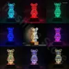 Night Lights 3D Fireworks Bear Light LED Atmosphere Dimming For Bedroom Projection Table Lamp Romantic Gift Home Kawaii Desk Decoration