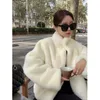 Cappotto sintetico invernale caldo spesso in pelliccia da donna Moda coreana Design donna maniche lunghe collo alto Arrivi Cappotti da donna di lusso
