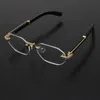 Cadres de lunettes de luxe sans monture blanc véritable corne naturelle lunettes C décoration cadre en or 18 carats concepteur hommes myope optique mâle et femelle 54-21-145mm