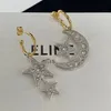 Orecchini Designer S925 Pentagramma Luna Stella Strass Orecchino asimmetrico Lettera vintage Donna Gioielleria originale con confezione regalo