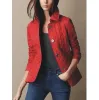 Damenjacke Mäntel 2024 Frühling gesteppte Diamantjacken Anzug England Brit Jacke Blazer Einreiher London Slim Mantel Langarm Damen Plaid Outwear Lila