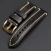 Blue-Brown-Black Handmade Leather Strap Buckle 20 22 24 26MM Suitable For PAM111 441 Thick Leather Bronze Buckle 240124