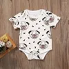 Rompertjes Lioraitiin Casual geboren baby babyjongen meisje outfits print dier romper korte mouw jumpsuit kleding puppy