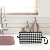 Cosmetic Bags Black Gingham Plaid Makeup Bag Pouch Travel Toiletry Small Storage Purse Men Women