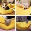 Banana Cat Bed House Fun Bonito Confortável Cat Mat Bed Quente e Durável Portátil Pet Cesta Doghouse Mat Cat Suprimentos Multi Color 240131