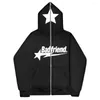 Kvinnors hoodies badfriend ins high street y2k unisex inre fleece hoodiessweatshirt fulll blixtlösa löst överdimensionerade herrar streetwear