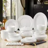 Set di stoviglie Bone China Ciotole Piatti Stoviglie di fascia alta Set per la casa in colore sottosmalto Piatto bianco