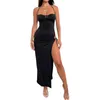 Robes décontractées Femmes Spaghetti Sangle Robe d'été Moulante Dos nu Longue Cami Sexy Bal Sans Manches Lounge Slip