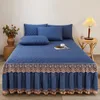 Bedding Sets Winter Warmth Princess Style Bed Skirt Fitted Sheet Padding Beadspread European Embroidery Lace 3pcs Set