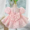 2024 Principessa rosa Pageant Glitz Girls Girls Community Abites Fuchsia Little Baby Camo Flower Girl Abito da ballo Abiti per bambini 403