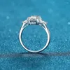 Cluster ringen LORIELE 3 Moissanite Diamond Emerald Cut Stone Ring Wedding Band Solid Silver Luxe Vrouwen Engagement