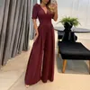 The brand's autumn casual women's solid high-waisted women's wide-leg jumpsuit