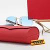 2024 New womens frameless gradient color trend pink metal sunglasses 2521